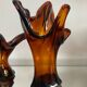 Duo de vases vintage en pâte de verre ambré
