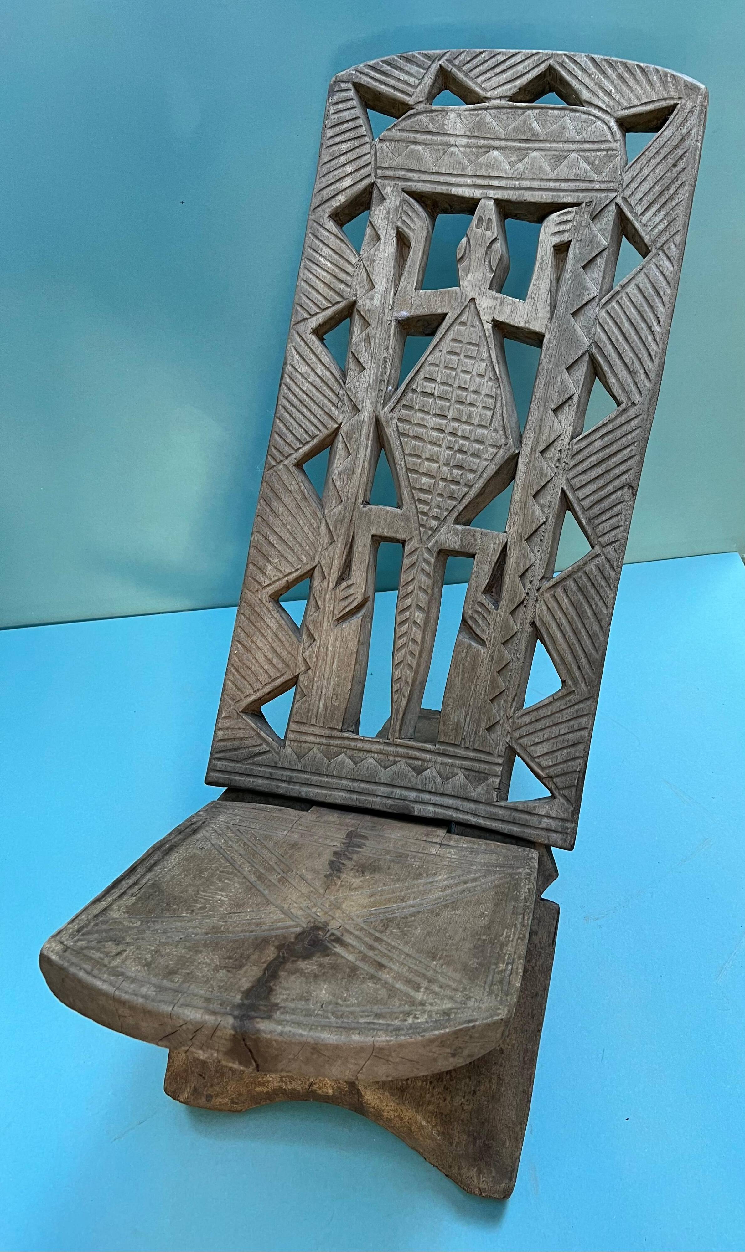 Two Large Antique Bambara (Mali) Palaver Chairs