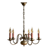 Magnificent Vintage Dutch Chandelier in Patinated Brass – 5 Arms