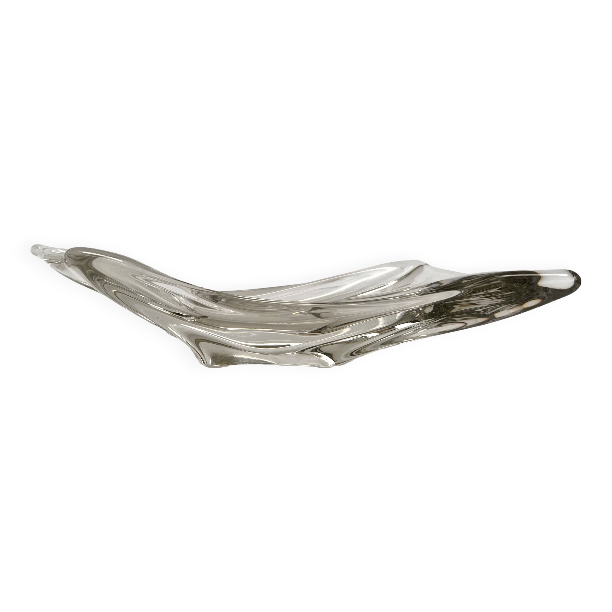 Large mid-century French crystal centrepiece class bowl