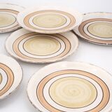 Six Gien earthenware plates, Etna model, 1970s