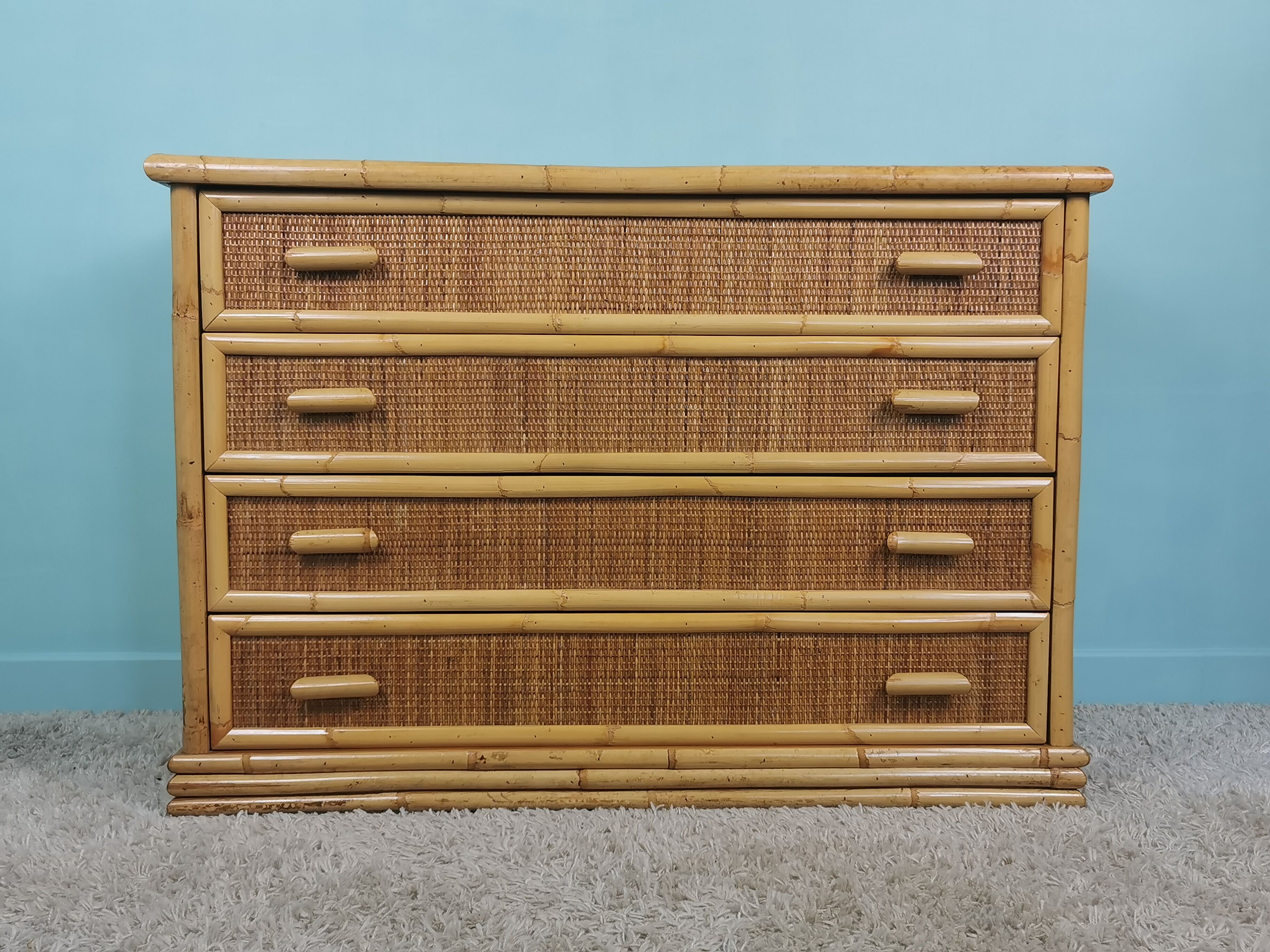 Rattan and bamboo dresser