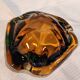 Murano green and yellow blown glass ashtray, 1970