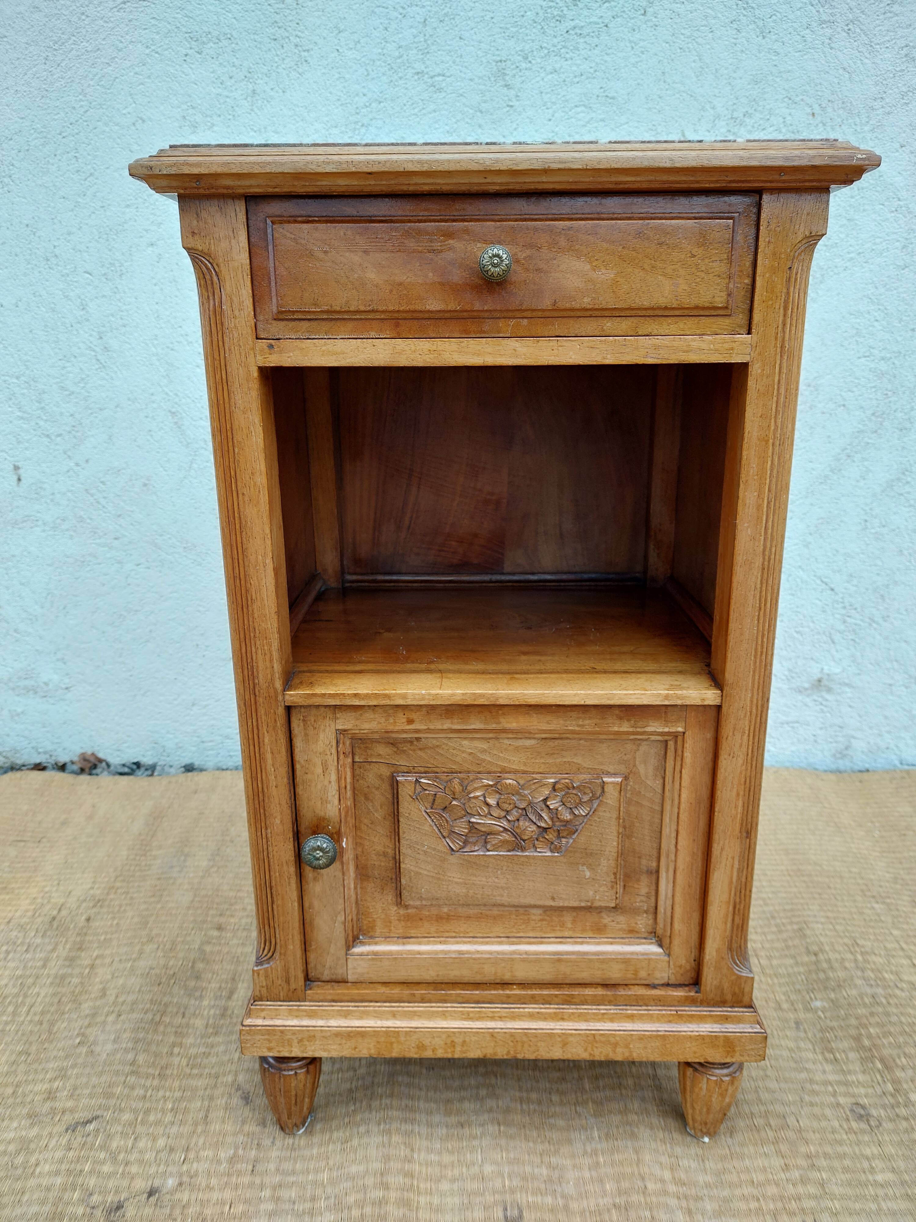 Bedside table wood and marble