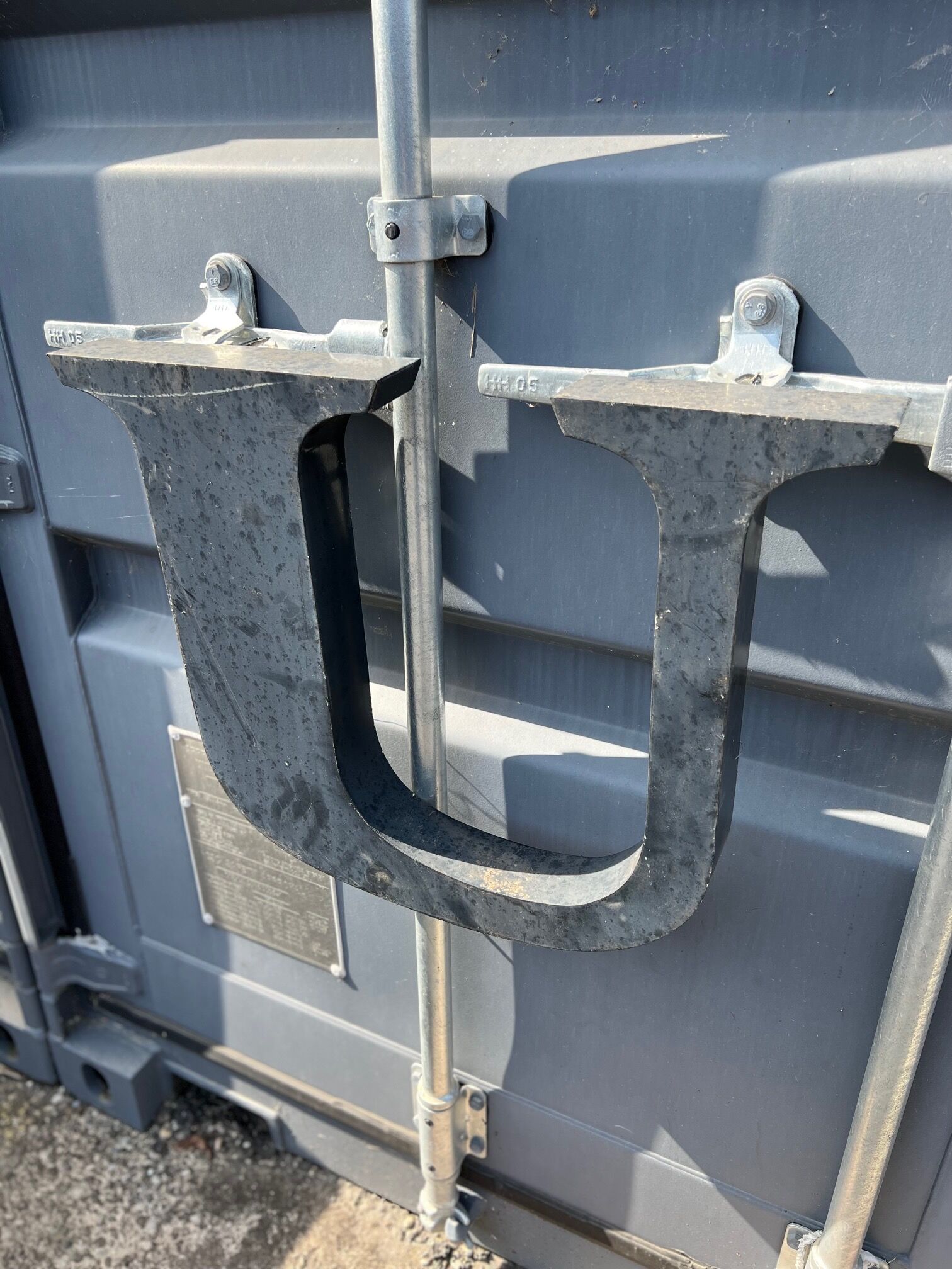 Letter u in galvanized metal