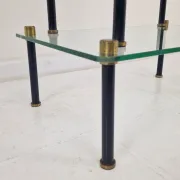 French Modernist Glass and Brass Display Tables with 'P. Andrieux', 1930's