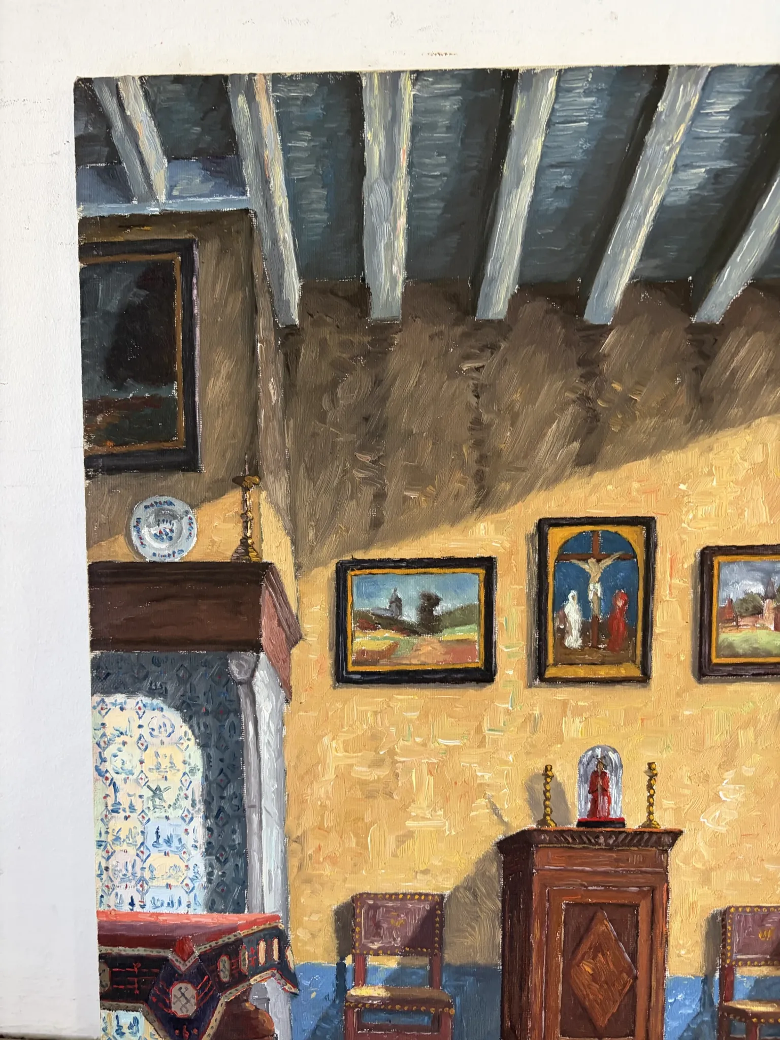 Interior of a Flemish house, oil on canvas signed