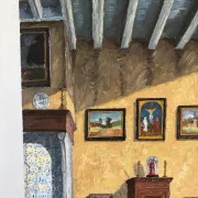 Interior of a Flemish house, oil on canvas signed