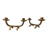 Pair of brutalist candlesticks in solid brass - 1960s