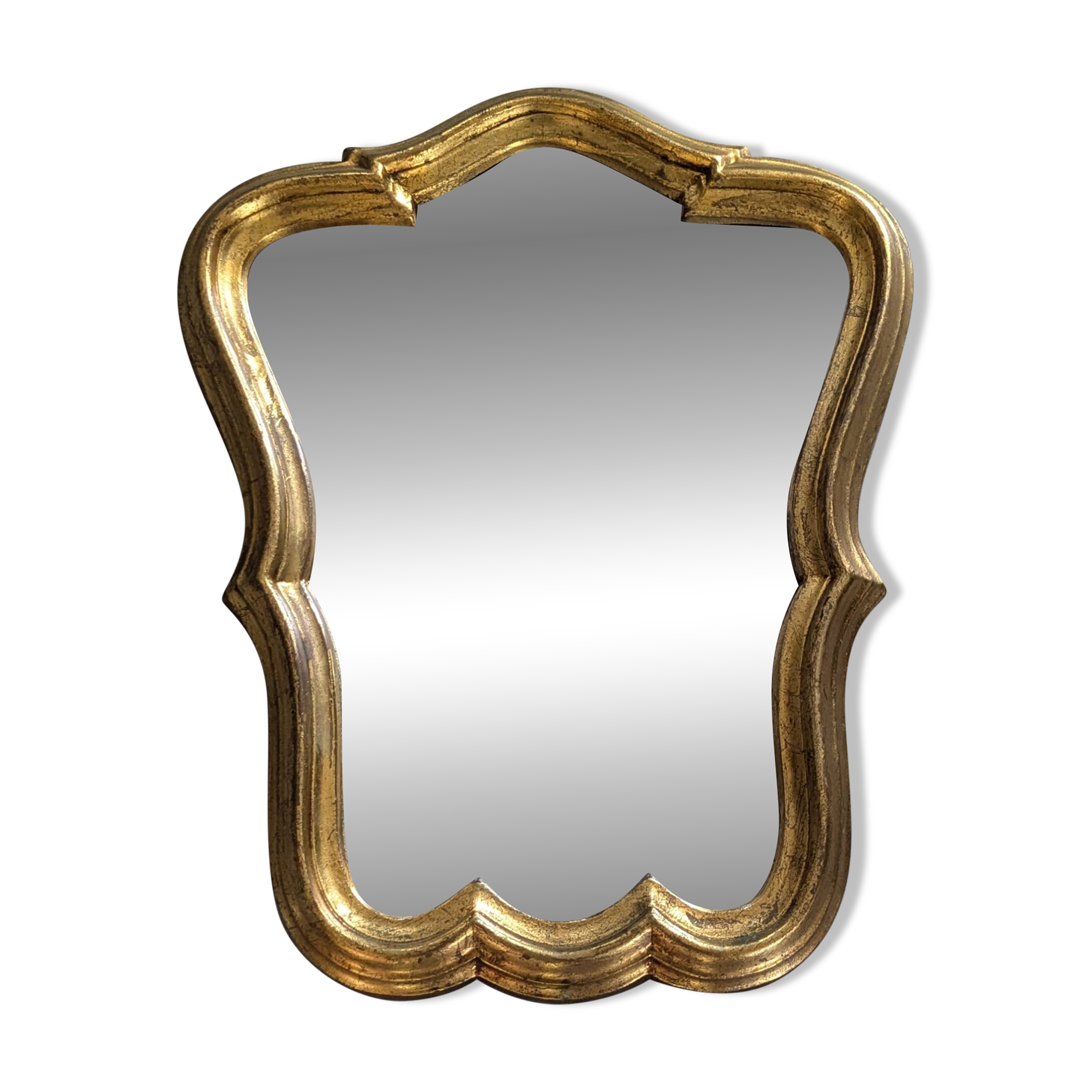 Baroque style gilded mirror – antique patina – 37 x 30 cm