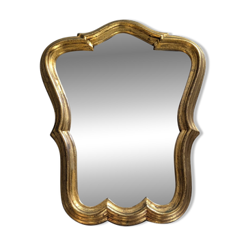 Baroque style gilded mirror – antique patina – 37 x 30 cm