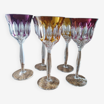 Lot de 5  verres cristal coloré