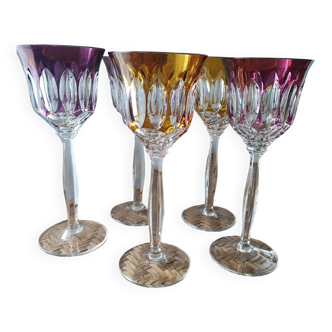 Lot de 5  verres cristal coloré