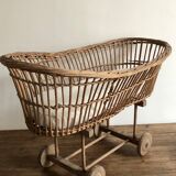 Antique toy, wicker doll cradle