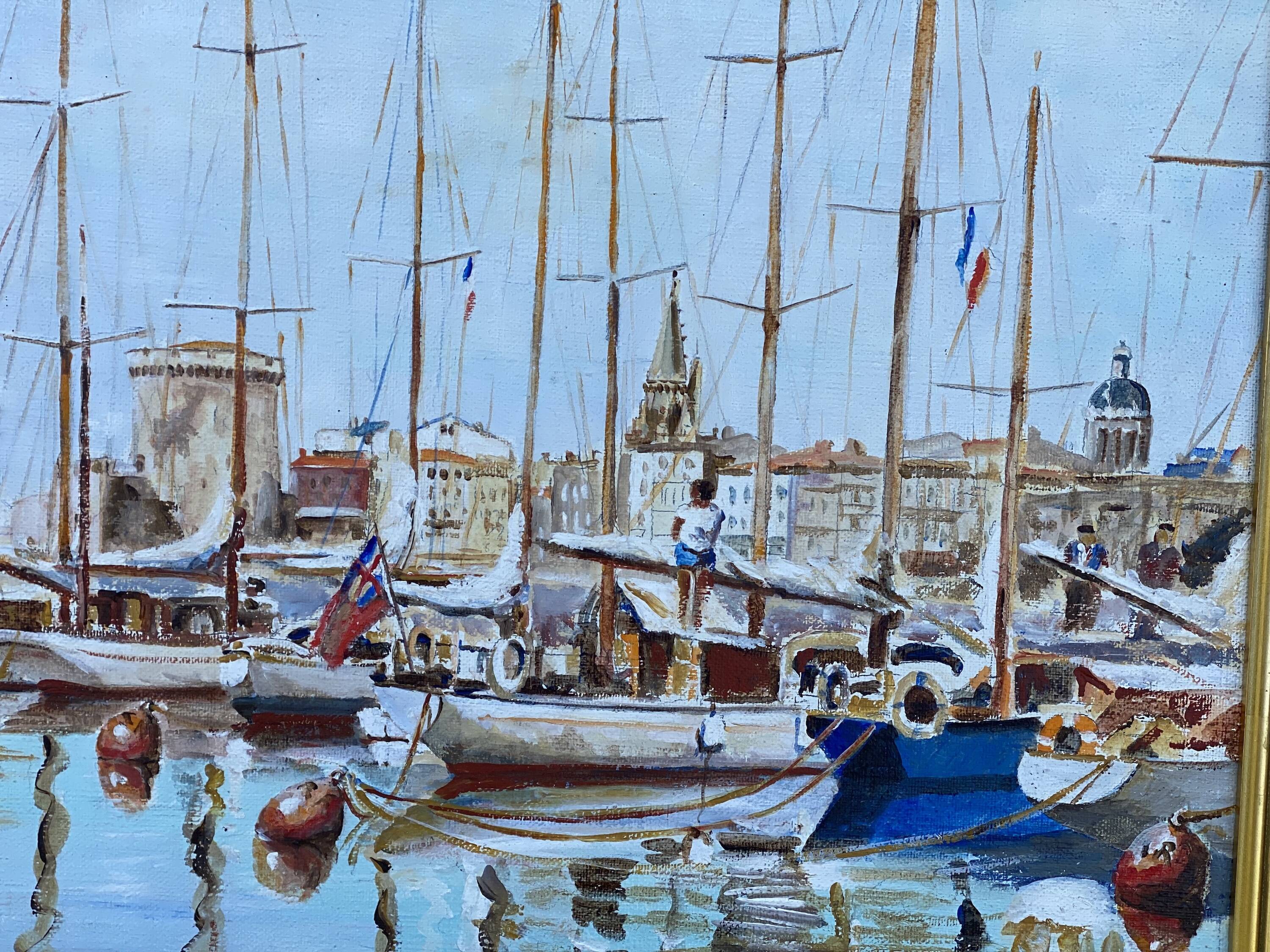 Painting signed LAURENS, the port of La Rochelle