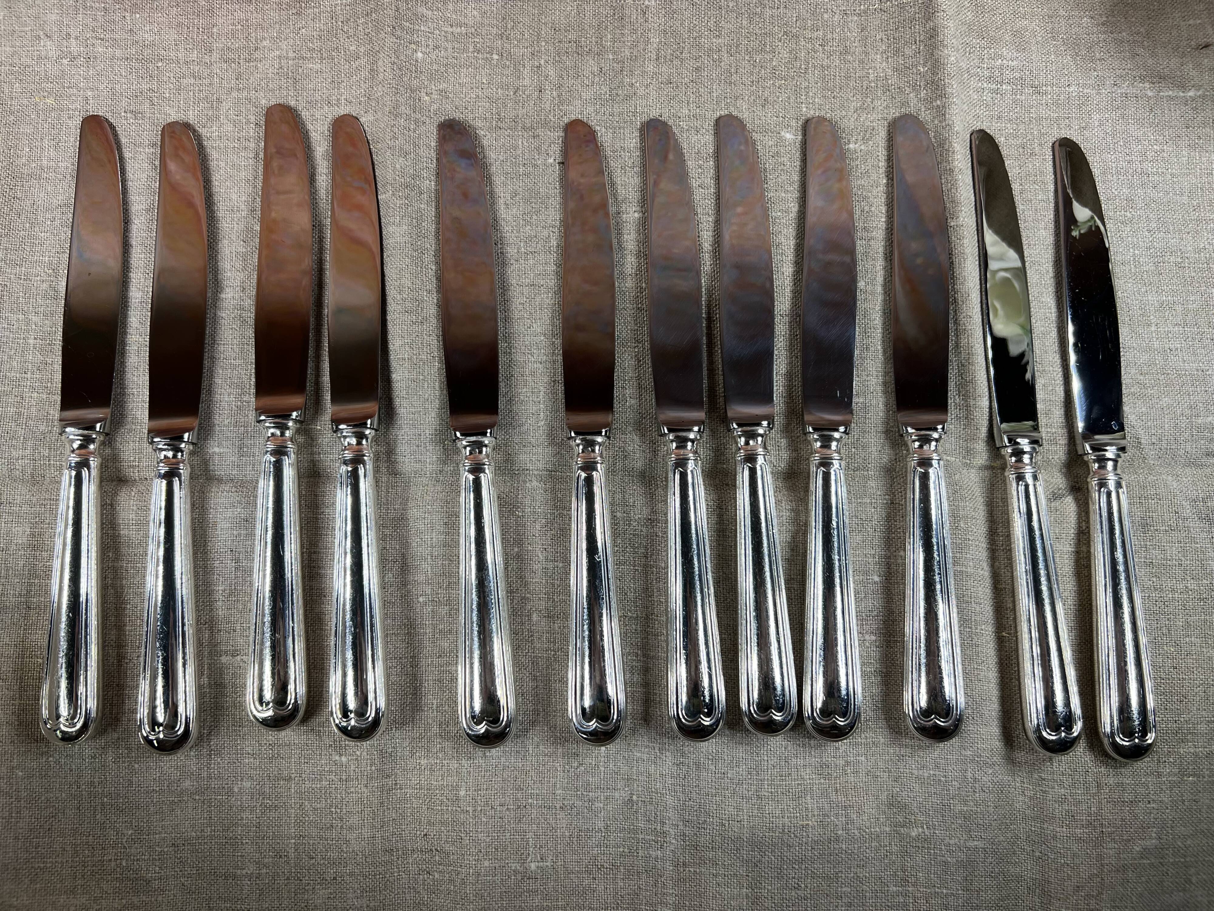 12 dessert knives François Frionnet silver metal for cheese and dessert