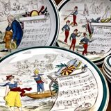 7 anciennes assiettes à dessert Creil et Montereau Terre de fer