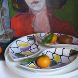 Three vintage free-form ceramic ravine dishes from the 1950s