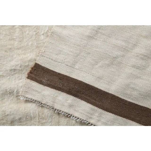 Vintage Turkish Hand-Knotted Wool Cotton Beige Kilim Area Rug 131x168