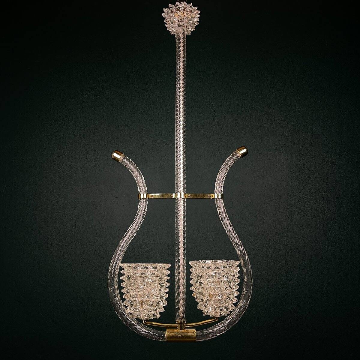 Lustre Lyre Murano by Ercole Barovier for Barovier and Toso, 1940s.