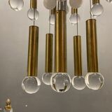 Lustre chrome et sphère en laiton du milieu du siècle de Sciolari