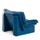 Vintage blue leather armchair and pouf by Nicoletti Salotti - Italy 80s