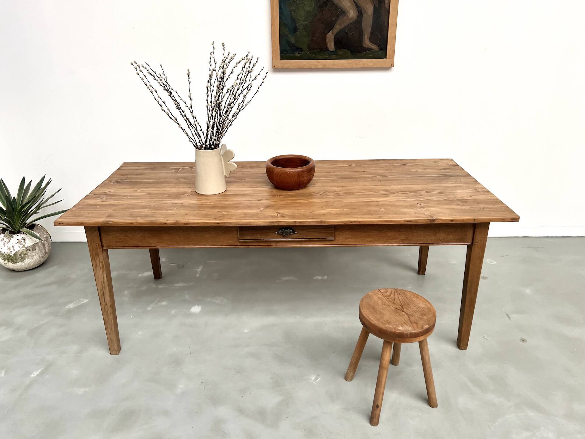 1950s farmhouse table, oak and pine