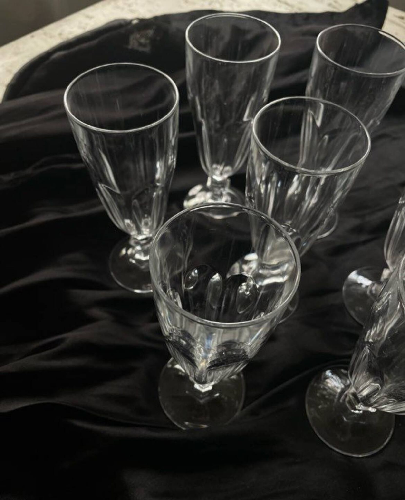 6 flûtes à champagne cristal verres à pieds ancien