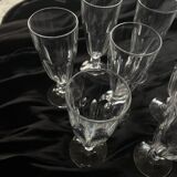 6 antique crystal champagne flutes and stemmed glasses