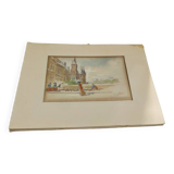 Watercolor Gustave François Lasellaz 19th century