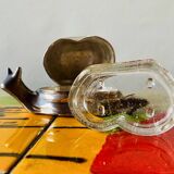 Vintage snail-shaped butter dish - zinc and silver metal - EP Zinc Alloy