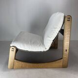 Brutalist lounge low relax chair in bouclé by Carl Straub, 1970s