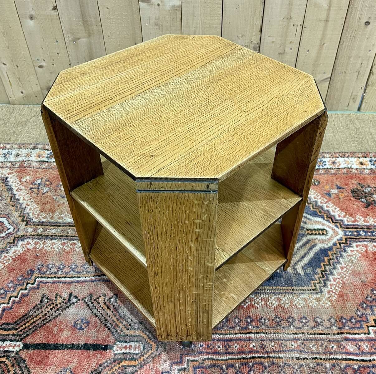 Guéridon art déco en chêne des années 1930