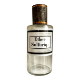 Ether sulfuriq apothecary bottle: transparent glass and metal