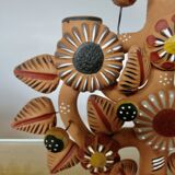 Chandelier, Mexican candlestick "tree of life" terracotta, 1970