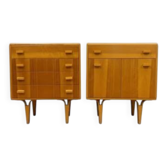 Ensemble de 2 meubles rétro de F. Mezulánik, style bruxellois, années 1960