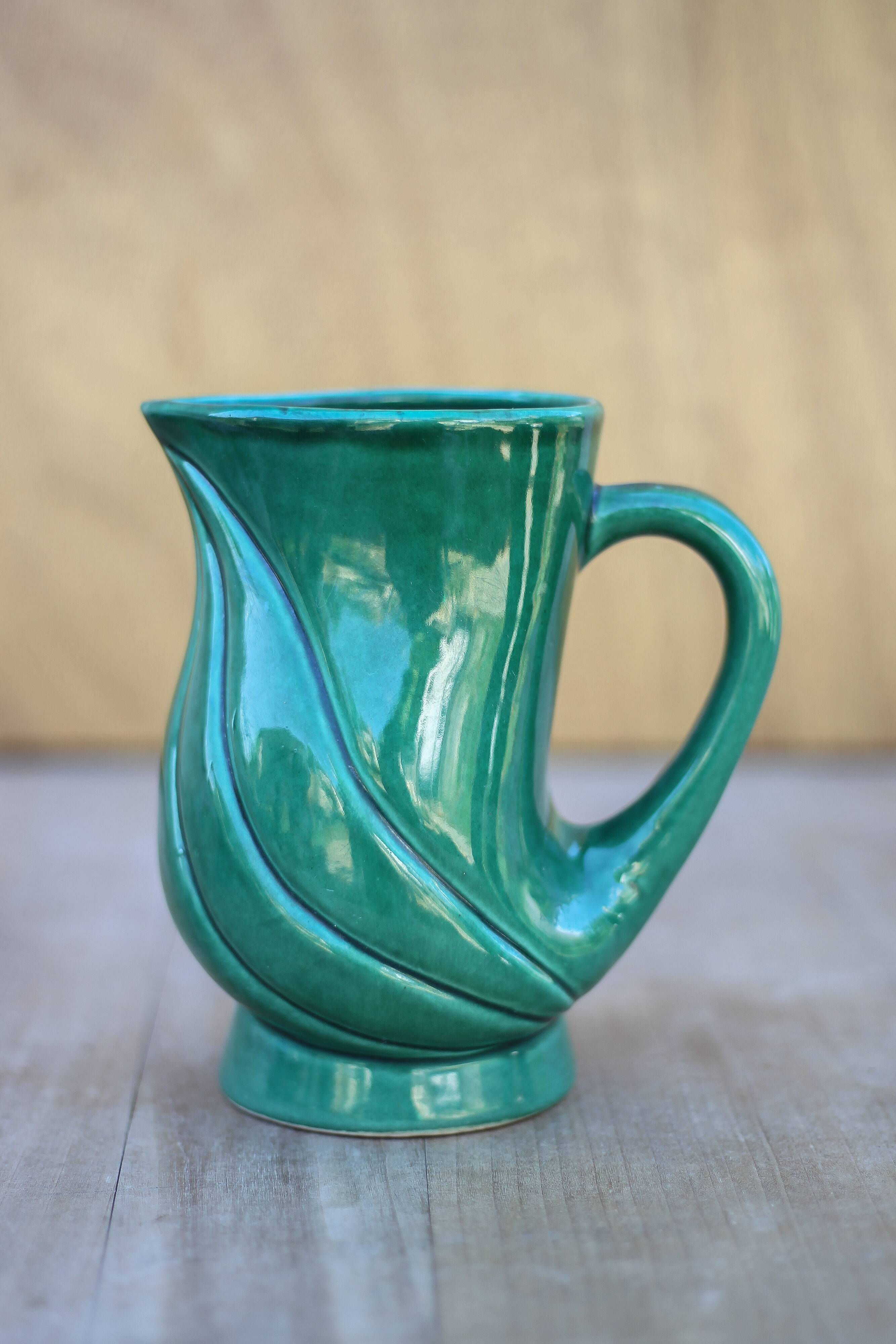 Vintage pitcher, vintage vase, Poët Laval turban model pitcher, PL France, vintage carafe, decoration