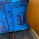 Vessel Motif Rug Cushion, Cobalt Navy Wool, Tribal Kilim Decor 20x20