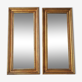 Set 2 miroirs vintage italiens en bois 80s 50x24cm
