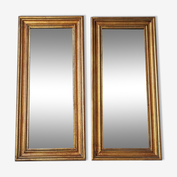 Set 2 vintage Italian wooden mirrors 80s 50x24cm