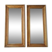 Set 2 miroirs vintage italiens en bois 80s 50x24cm