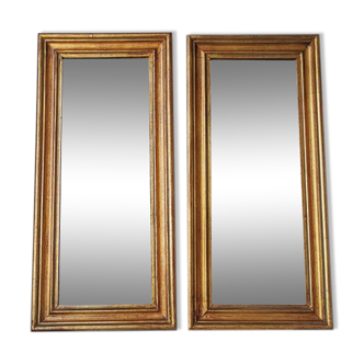 Set 2 vintage Italian wooden mirrors 80s 50x24cm
