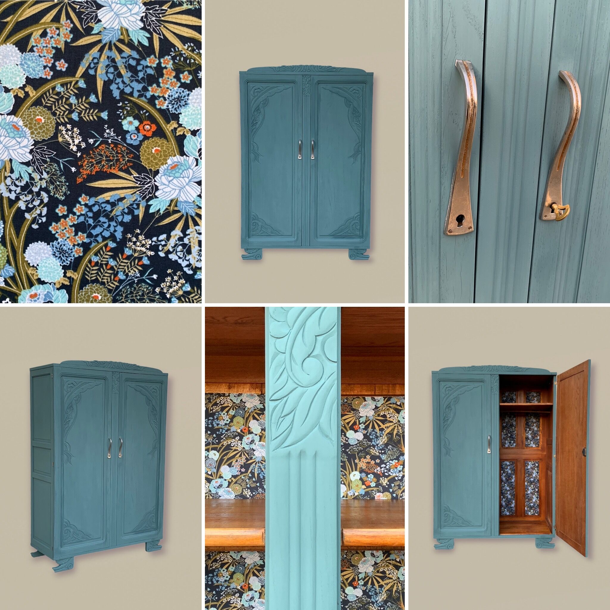 Parisian art deco wardrobe blue gray 1930