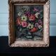 Old oil on canvas, bouquet of flowers, Montmartre style framing.
