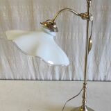 Articulated table lamp in brass and opaline - mid 20th century.