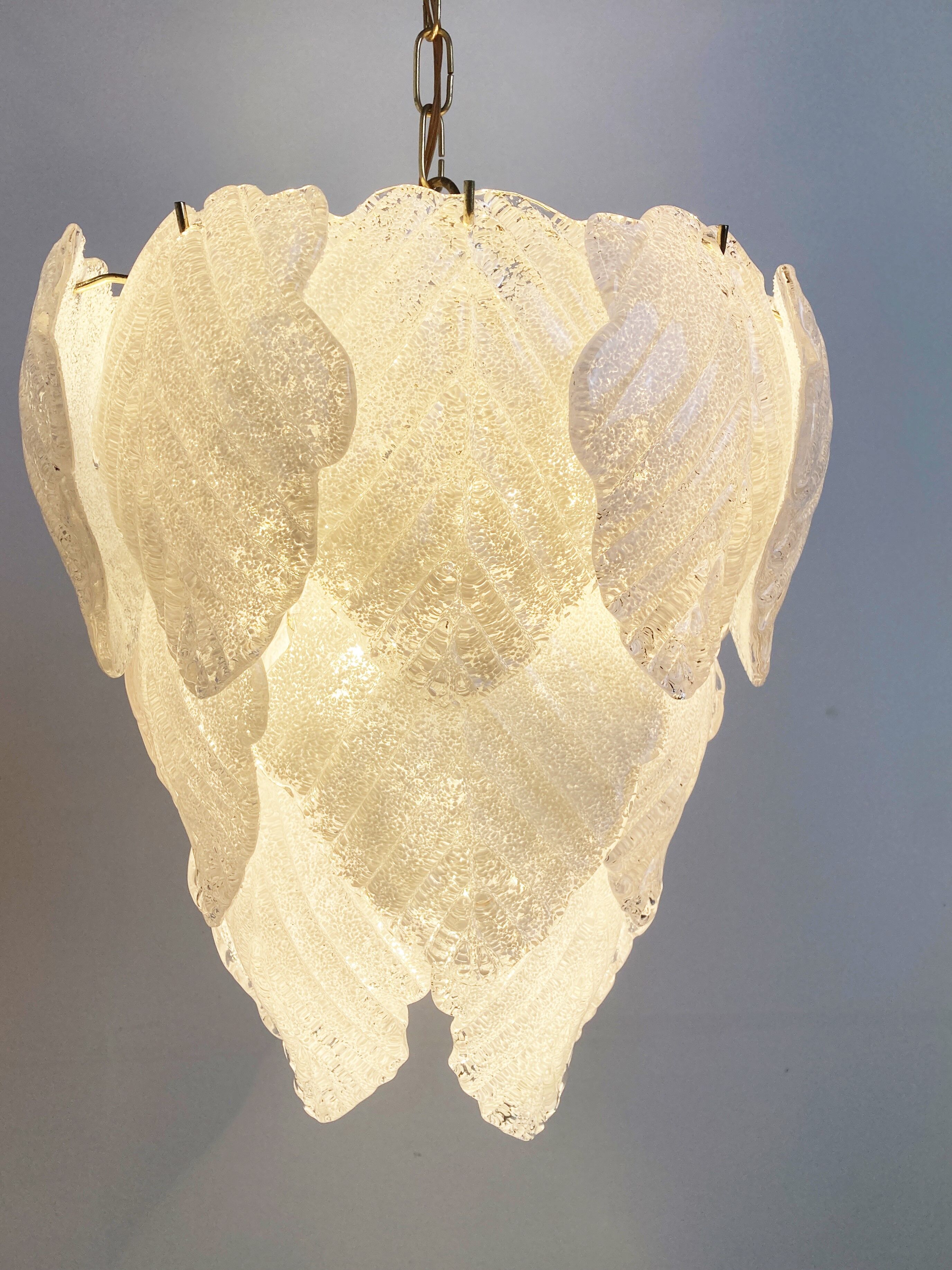 Vintage murano leaf chandelier, 1970s