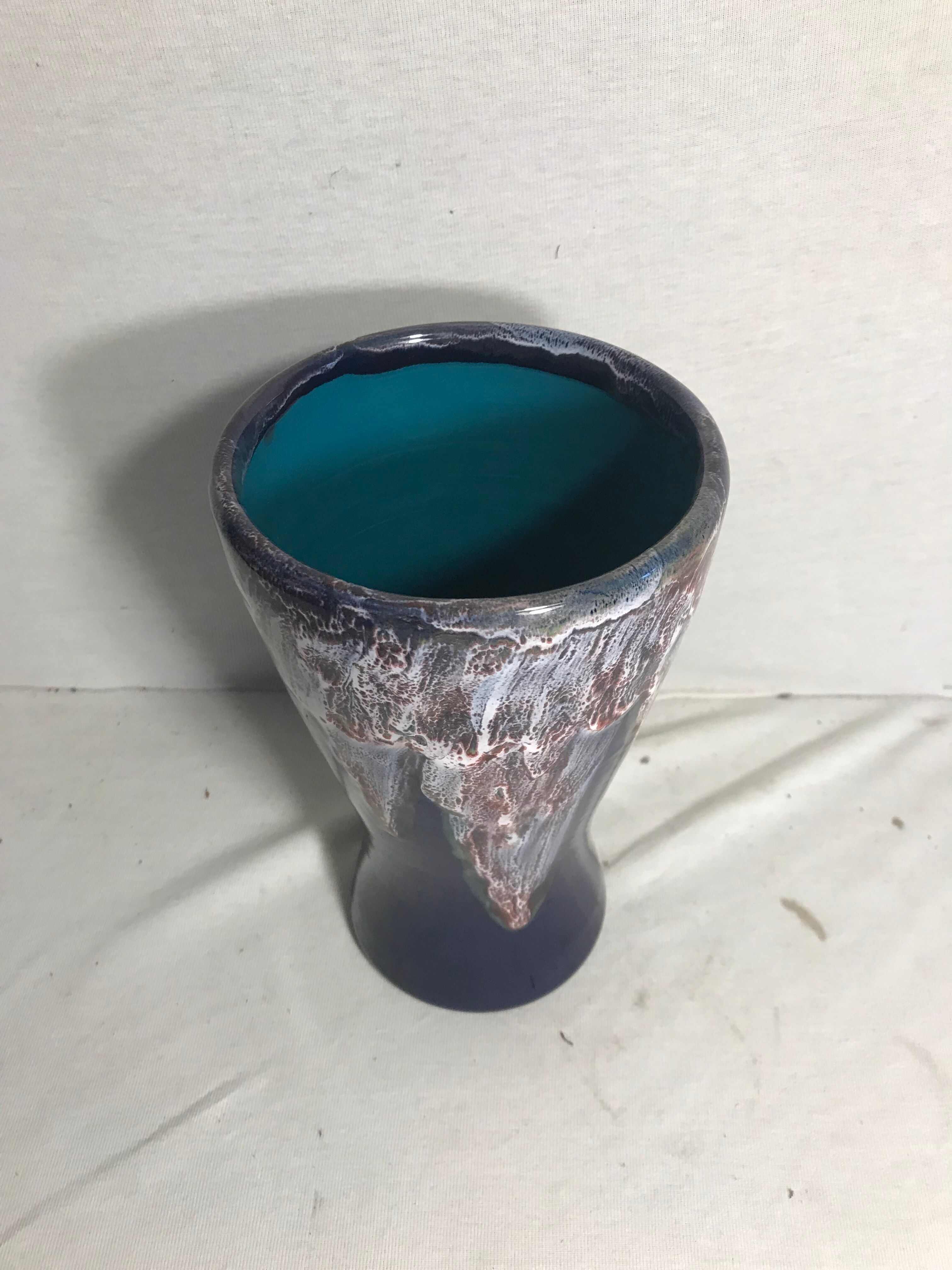 Ancien vase gaubier céramique multicolore années 70 vintage