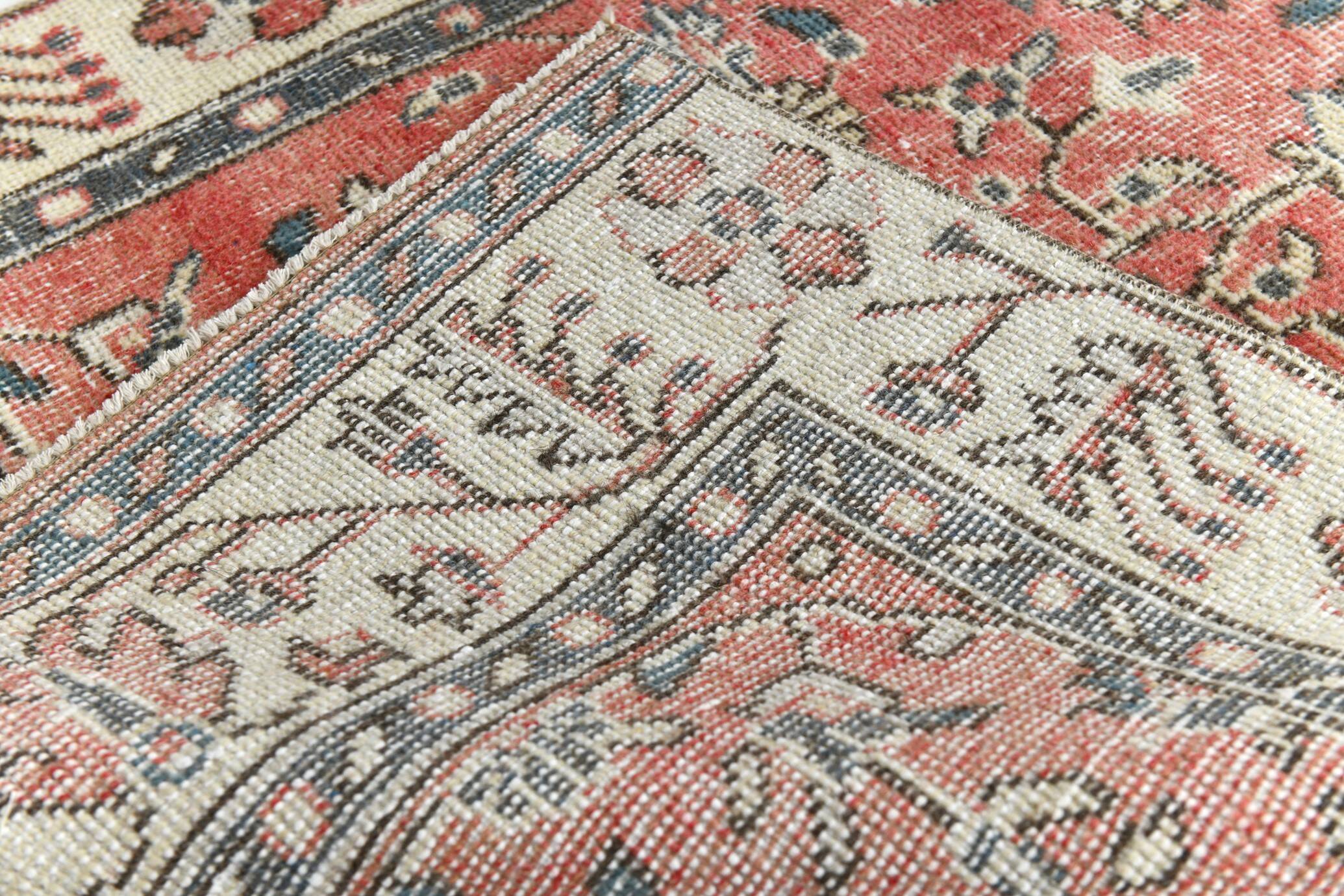 3x9 Vintage All-Over Floral Red Turkish Runner Rug, 92x286Cm