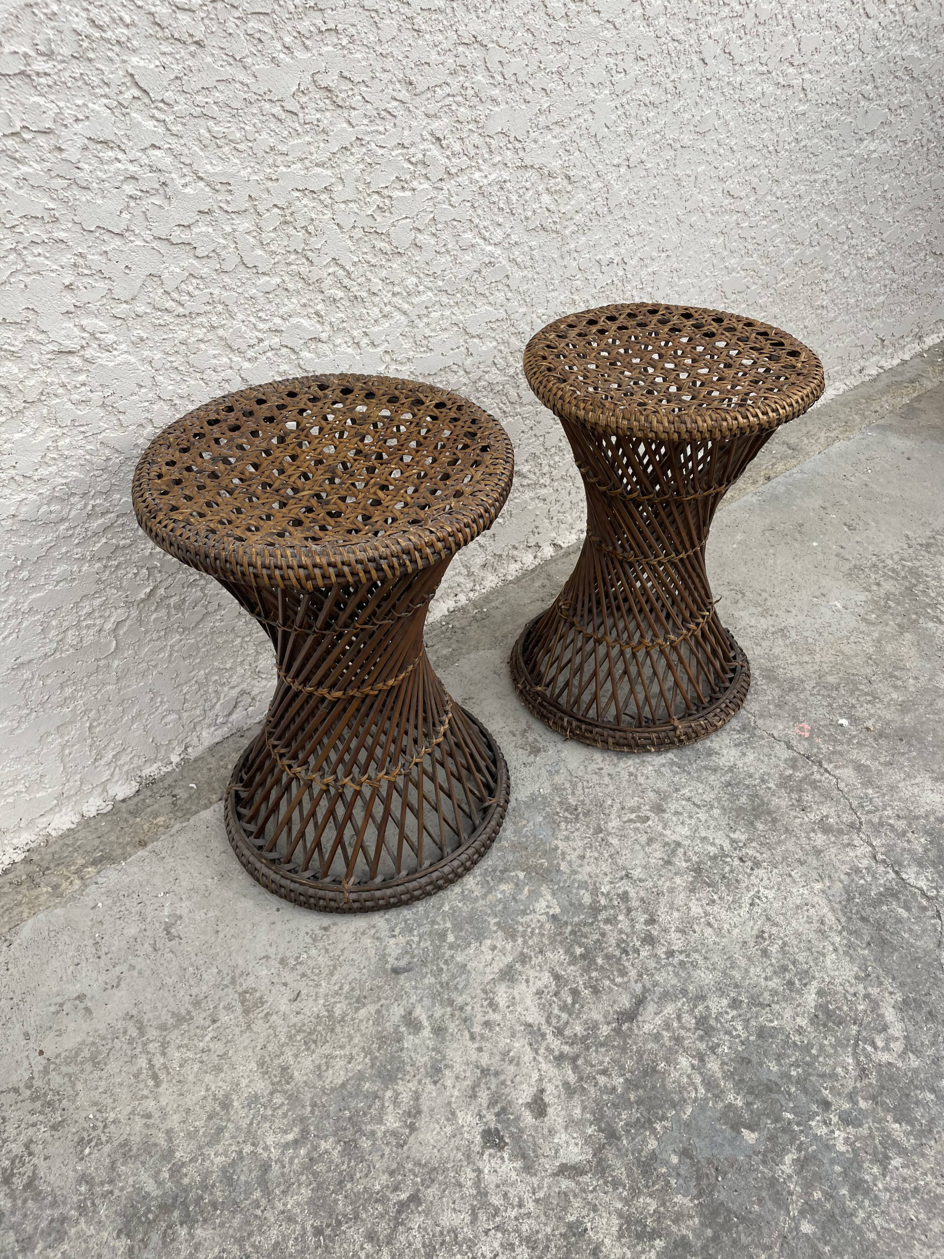 Pair of rattan stool