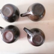 Set of 4 cups of sandstone, handmade pottery, vintage, 1980